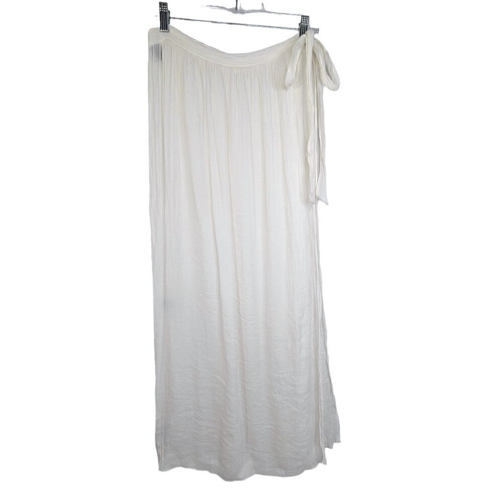 Women's White Gauzy Maxi Side Tie Beach Pool Cover Up